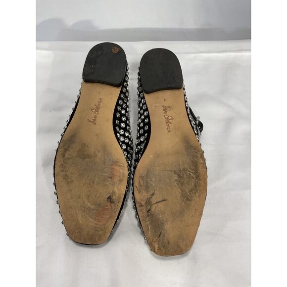Sam Edelman 'Michela' Black Crystal Embellished Gem Mary Jane Flats Size 7 - Picture 5 of 5